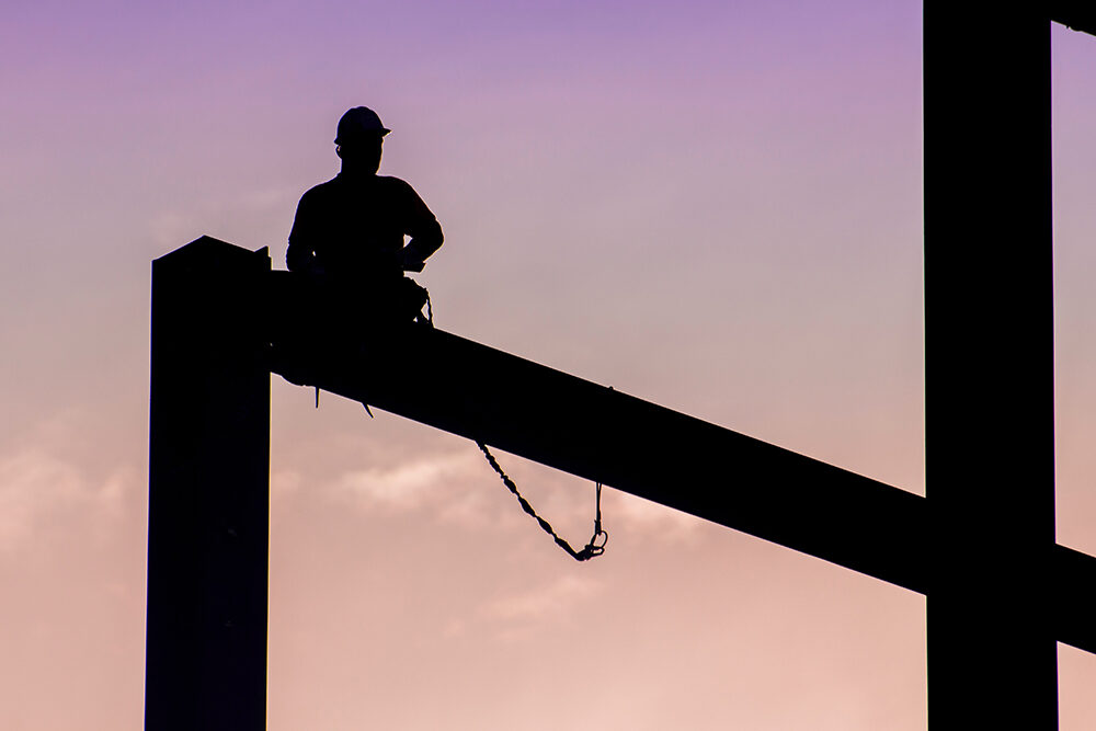 Construction worker on scaffolding 